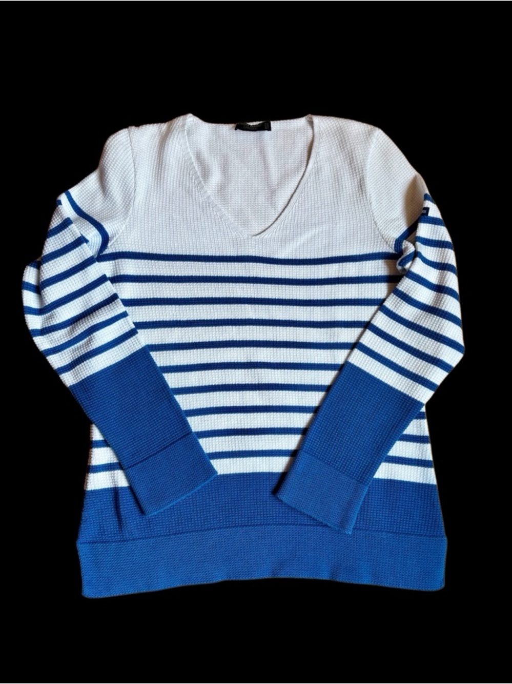Saint James, Classic Knit Top, Blue & White, 100% cotton, size 6